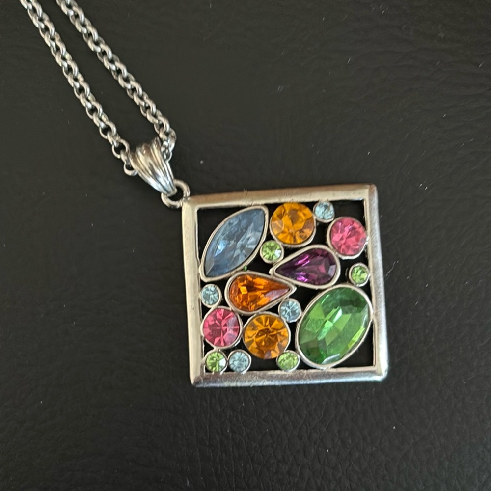 Multicolor Gemstone Silver Necklace